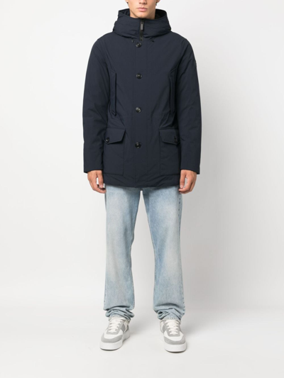 Woolrich Lined Lightweight Cotton Blend Utility Jacket In Blue