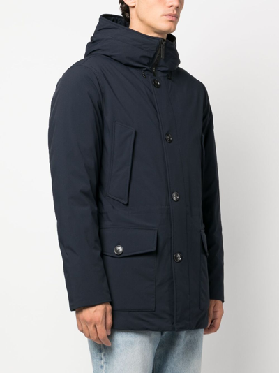 Woolrich Lined Lightweight Cotton Blend Utility Jacket In Blue