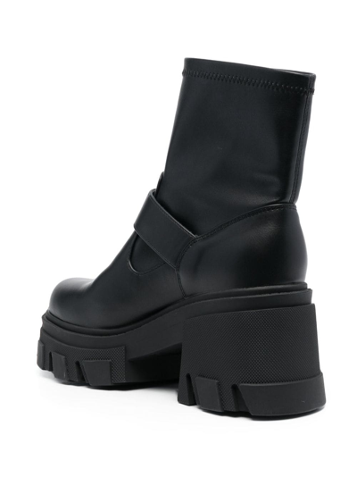 Shop Versace Jeans Couture 75mm Decorative-buckle Boots In Black