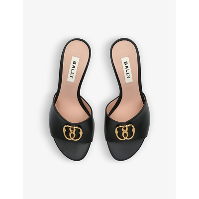 Bally Geha 65mm Logo-plaque Leather Mules In Black