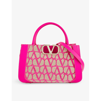 Valentino Garavani Brand-logo Woven Tote Bag In Pink