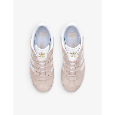 Shop Adidas Originals Adidas Boys Pale Pink Kids Gazelle J Logo-print Suede Low-top Trainers 9-10 Years