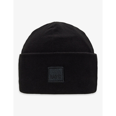 Shop Rains Women's 01 Black Logo-patch Woven Beanie Hat