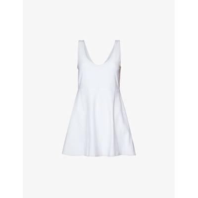Shop Beyond Yoga Women's Cloud White Spacedye Movement V-neck Stretch-woven Mini Dress