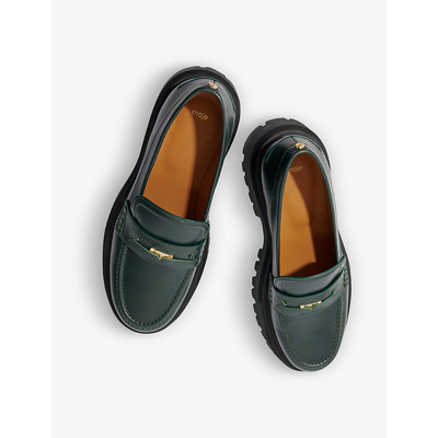 Shop Maje Women's Verts Clover-embellished Leather Platform Loafers