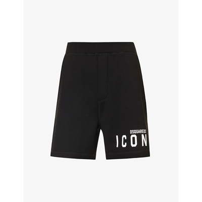Shop Dsquared2 Men's Black Icon Logo-print Cotton-jersey Shorts
