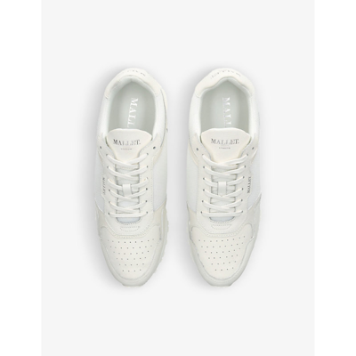 Shop Mallet Mens White Lowman Padded-mesh Patent-leather Trainers