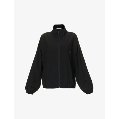 Shop Alexander Wang Women's Black Coaches Logo-print Shell Jacket