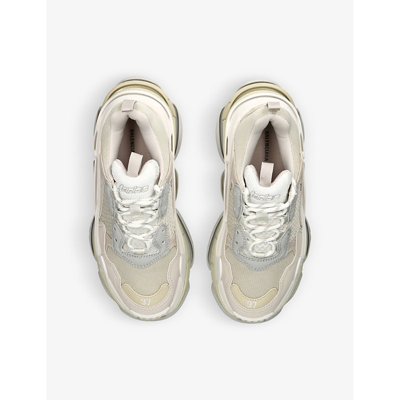 Shop Balenciaga Triple S Leather And Mesh Mid-top Trainers In White