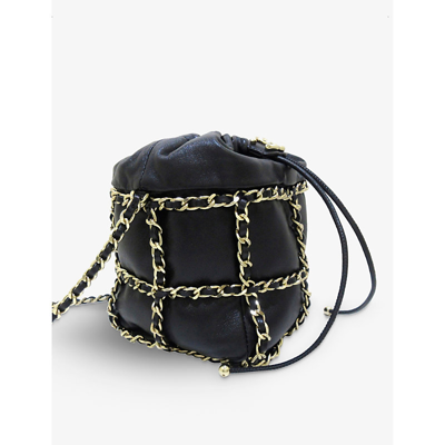 Shop Reselfridges Pre-loved Chanel Chain Leather Bucket Cross-body Bag In Black