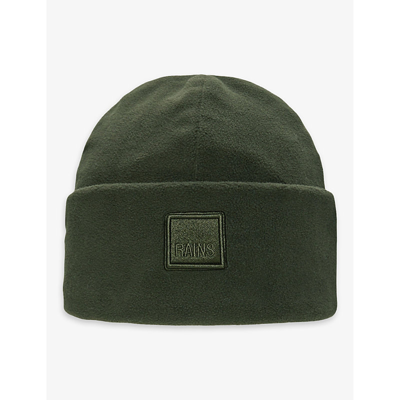 Shop Rains Women's 03 Green Logo-patch Woven Beanie Hat