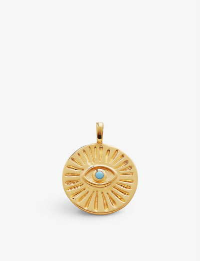 Shop Monica Vinader Womens Blue Talisman Evil Eye 18ct Yellow Gold-plated Sterling Silver Vermeil Pendant