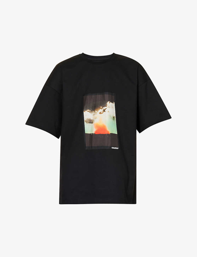 Shop Oamc Mens Black Wake Graphic-print Regular-fit Organic Cotton-jersey T-shirt