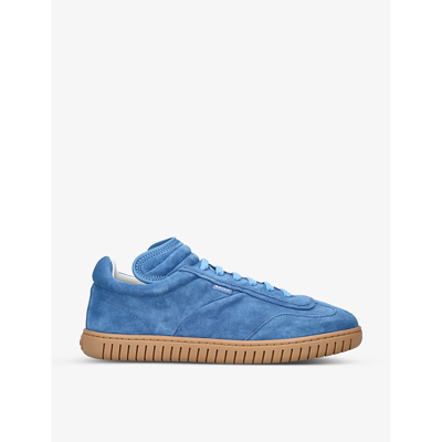 Shop Bally Mens Blue Other Parrel Brand-tab Leather Low-top Trainers