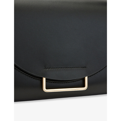 Shop Allsaints Women's Black Celeste Magnetic-closure Leather Crossbody Bag