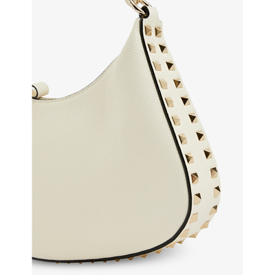 Shop Valentino Rockstud Small Leather Shoulder Bag In Ivory