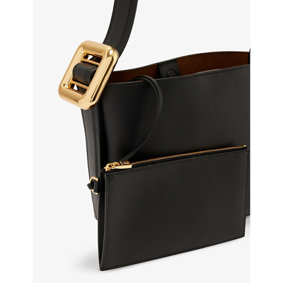 Shop Jacquemus Le Petit Regalo Leather Shoulder Bag In Black