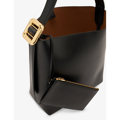 Shop Jacquemus Black Le Regalo Leather Bucket Bag