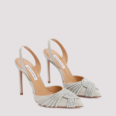 Shop Aquazzura Aquazzurra Gatsby Sling 105 Pumps Shoes In Metallic