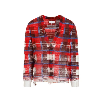 Shop Maison Margiela Mohair Cardigan Sweater In Red