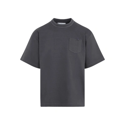Shop Sacai Cotton Jersey T-shirt Tshirt In Grey
