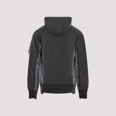 Shop Sacai Sponge Sweat Nylon Twill Hoodie Sweatshirt In Grey