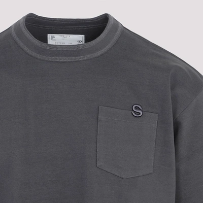 Shop Sacai Cotton Jersey T-shirt Tshirt In Grey