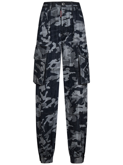 Shop Dsquared2 Grey Camo Wash Cargo Trousers In Black