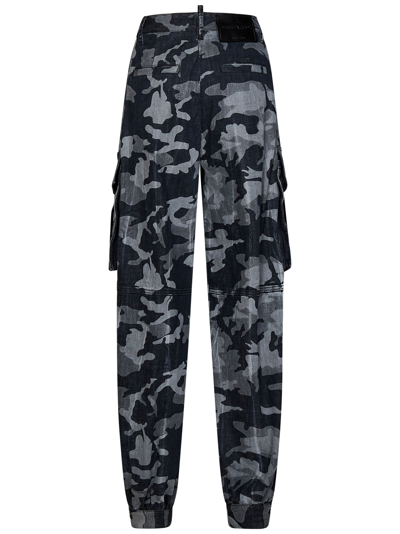 Shop Dsquared2 Grey Camo Wash Cargo Trousers In Black