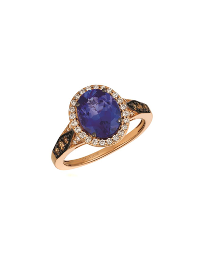 Le Vian Ladies Blueberry Tanzanite Ring Set In 14k Strawberry Gold