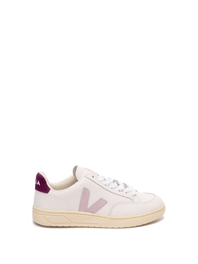 Shop Veja `v-12` Leather Sneakers In White