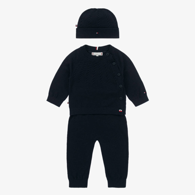 Tommy Hilfiger Blue Knitted Baby Trouser Set | ModeSens