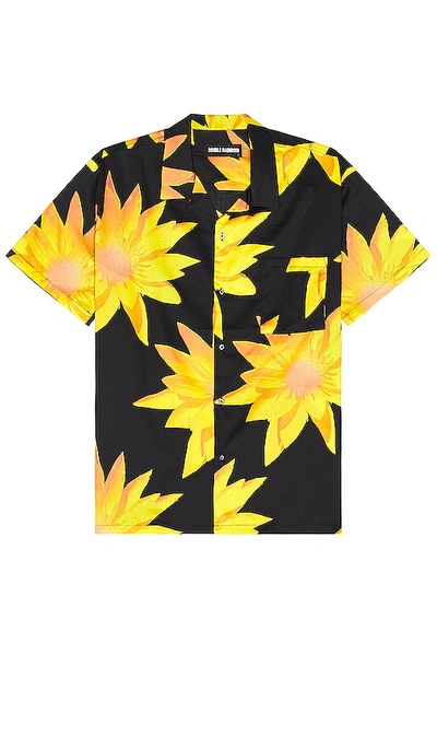 Shop Double Rainbouu Short Sleeve Hawaiian Shirt In Gold Lotus