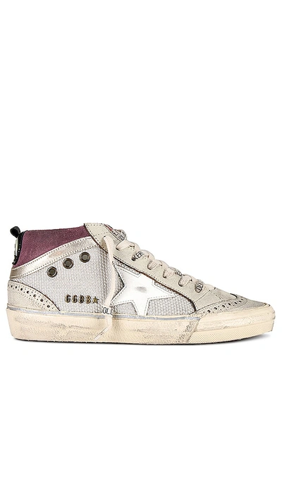 Shop Golden Goose Mid Star Sneaker In Silver  Violet  White  White Ecru  & Pla