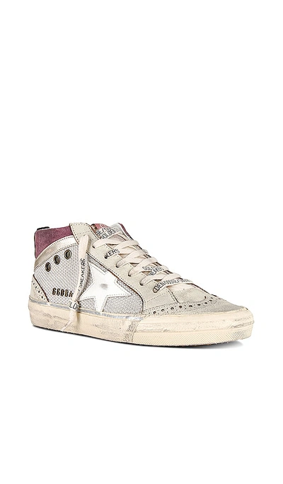 Golden Goose Mid Star Mesh Sneaker In Silver  Violet  White  White Ecru  & Pla