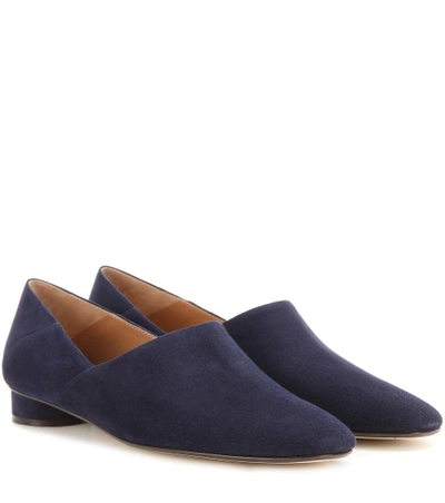 Shop The Row Noelle Suede Slippers In Blue