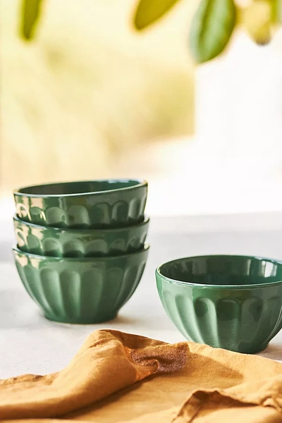 Shop Anthropologie Amelie Latte Cereal Bowls, Set Of 4 In Green