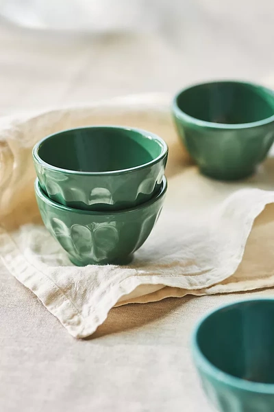 Shop Anthropologie Amelie Latte Mini Bowls, Set Of 4 In Green