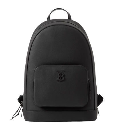 Shop Burberry Leather Monogram Backpack In Black
