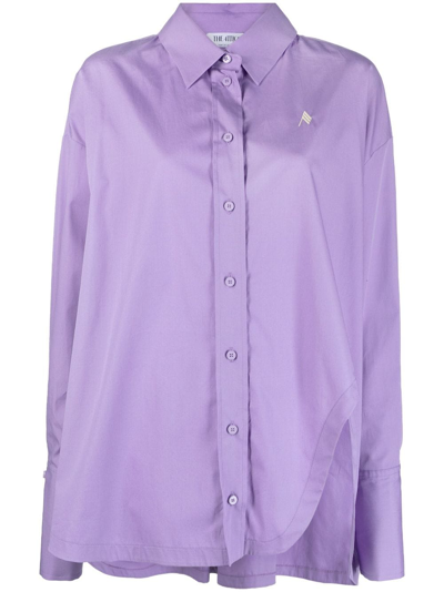 Shop Attico Diana Asymmetric Cotton Shirt In Purple