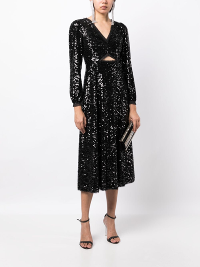 Shop Needle & Thread Elara Sequin-embellished Midi Dress In Black