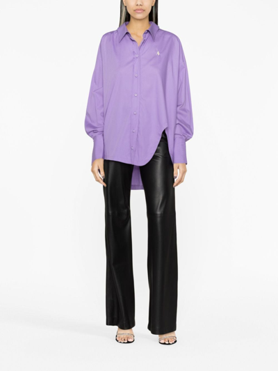 Shop Attico Diana Asymmetric Cotton Shirt In Purple