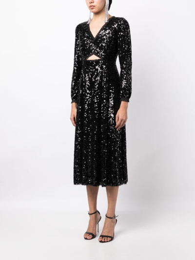 Shop Needle & Thread Elara Sequin-embellished Midi Dress In Black