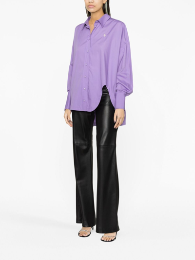 Shop Attico Diana Asymmetric Cotton Shirt In Purple