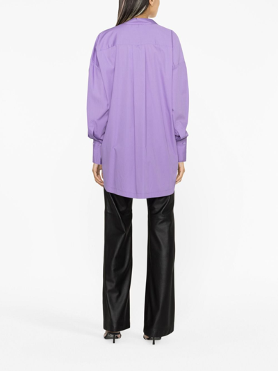 Shop Attico Diana Asymmetric Cotton Shirt In Purple