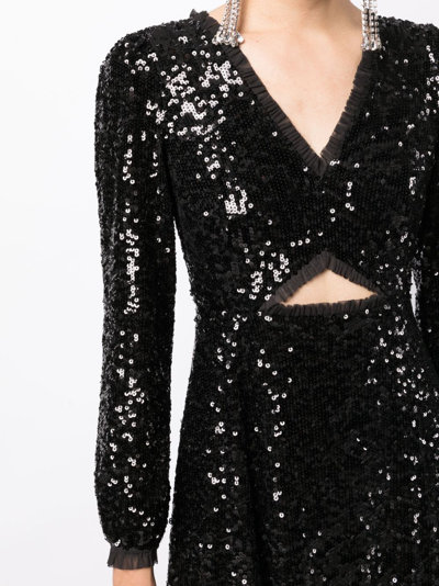 Shop Needle & Thread Elara Sequin-embellished Midi Dress In Black