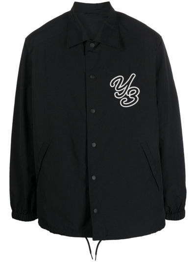 Shop Y-3 Logo-embroidered Shirt Jacket In Black