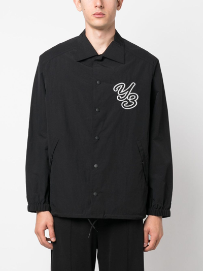 Shop Y-3 Logo-embroidered Shirt Jacket In Black