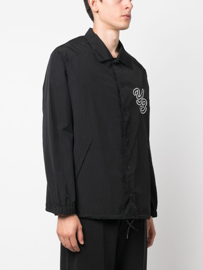 Shop Y-3 Logo-embroidered Shirt Jacket In Black