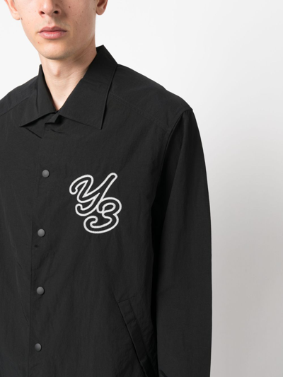 Shop Y-3 Logo-embroidered Shirt Jacket In Black